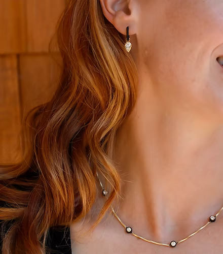 Diamond, Cobalt Chrome & Yellow Gold Station Necklace - "Elegant Twist"