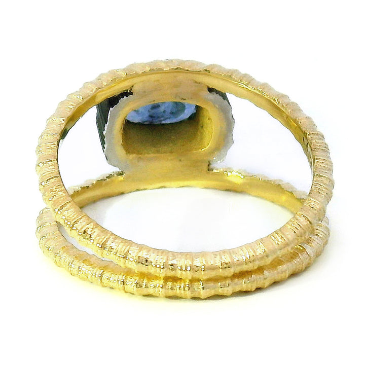 Yellow Gold, Cobalt Chrome, & Blue Montana Sapphire Ring - "Chroma"