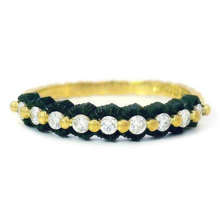 Yellow Gold, Chrome & Diamond Ring - "Scallop"