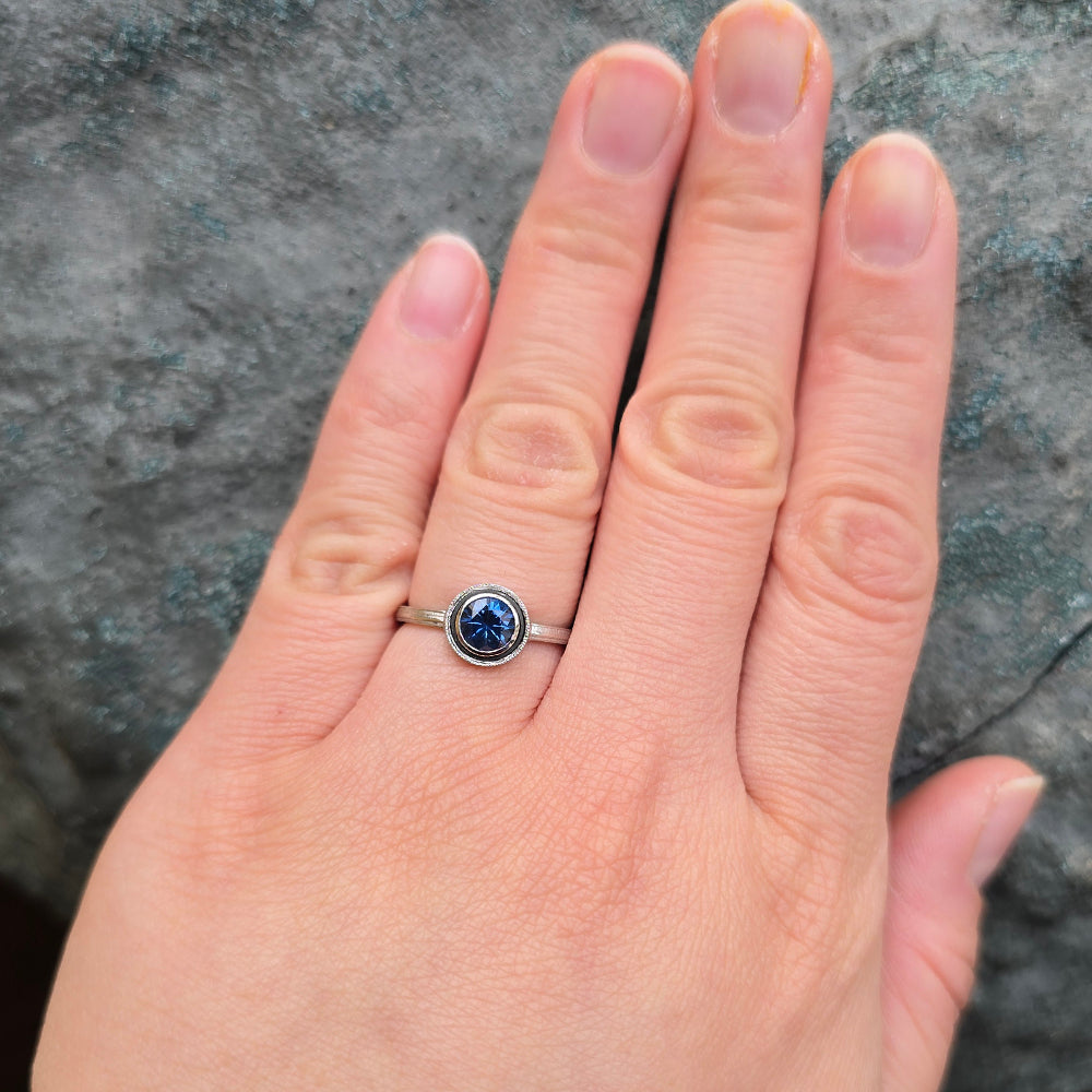 Montana Sapphire, Platinum & Cobalt Chrome Ring - "Paramount"