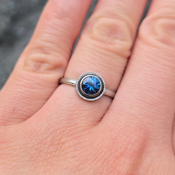 Montana Sapphire, Platinum & Cobalt Chrome Ring - "Paramount"