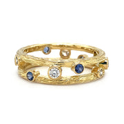 Yogo Sapphire and Diamond Yellow Gold Ring - "Pebble"