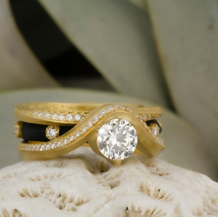 Lab Grown & Natural Diamond Ring - "Graceful Arc"