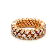 Rose Gold Three Row Expandable Brevetto Diamond Ring