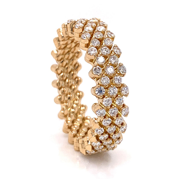 Yellow Gold Five Row Expandable Brevetto Diamond Ring