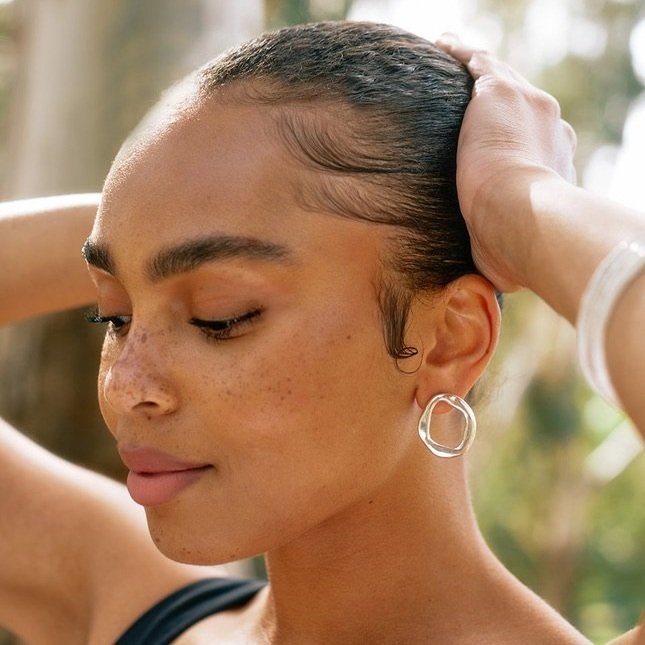 Large Bronze Stud Earrings - "Maji"