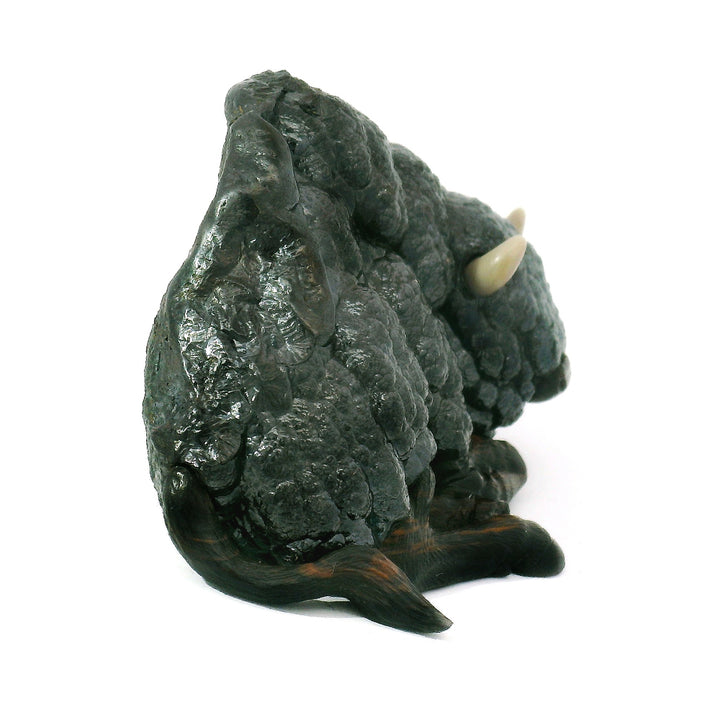 One-of-a-Kind Sculpture with Natural Hematite Specimen - "Sitting Bison"