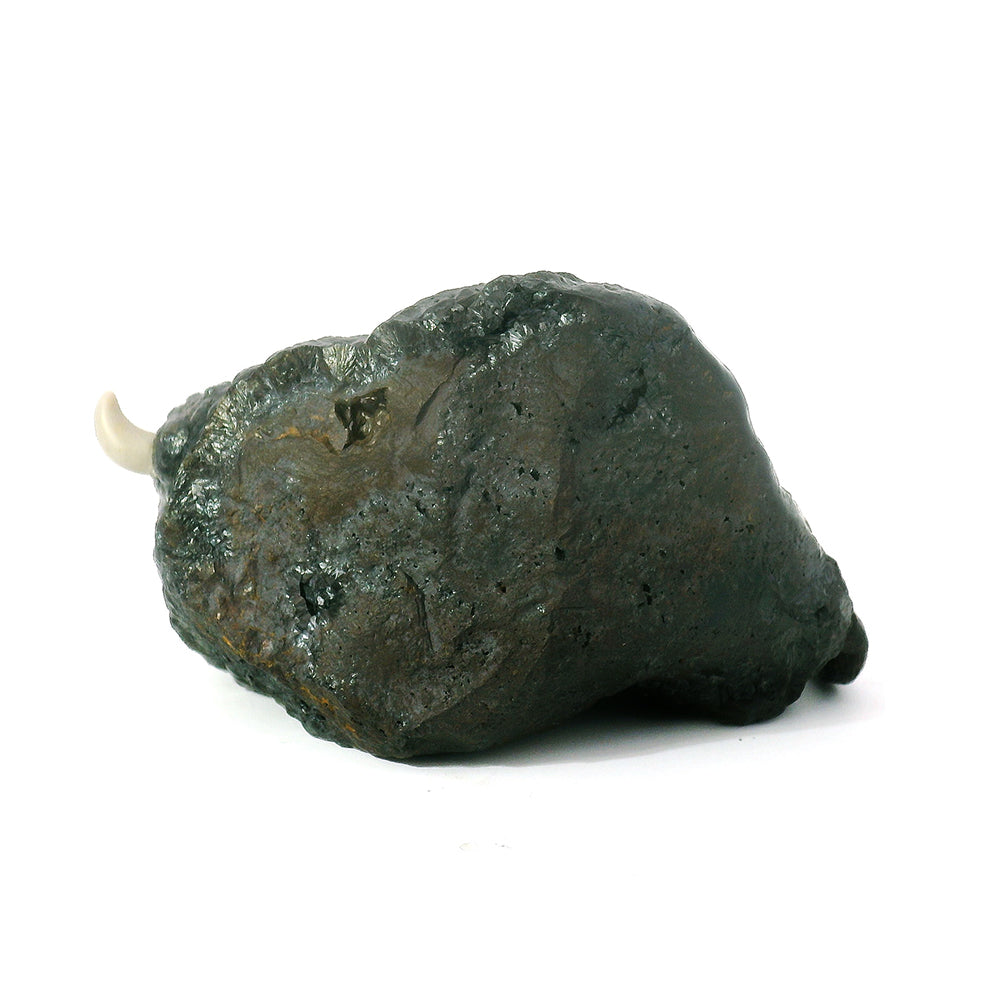 One-of-a-Kind Sculpture with Natural Hematite Specimen - "Sitting Bison"