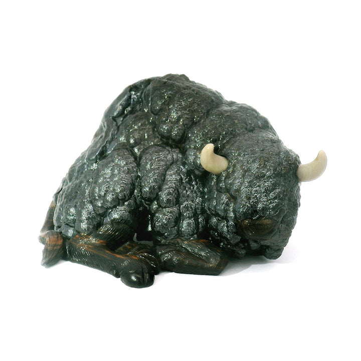 One-of-a-Kind Sculpture with Natural Hematite Specimen - "Sitting Bison"