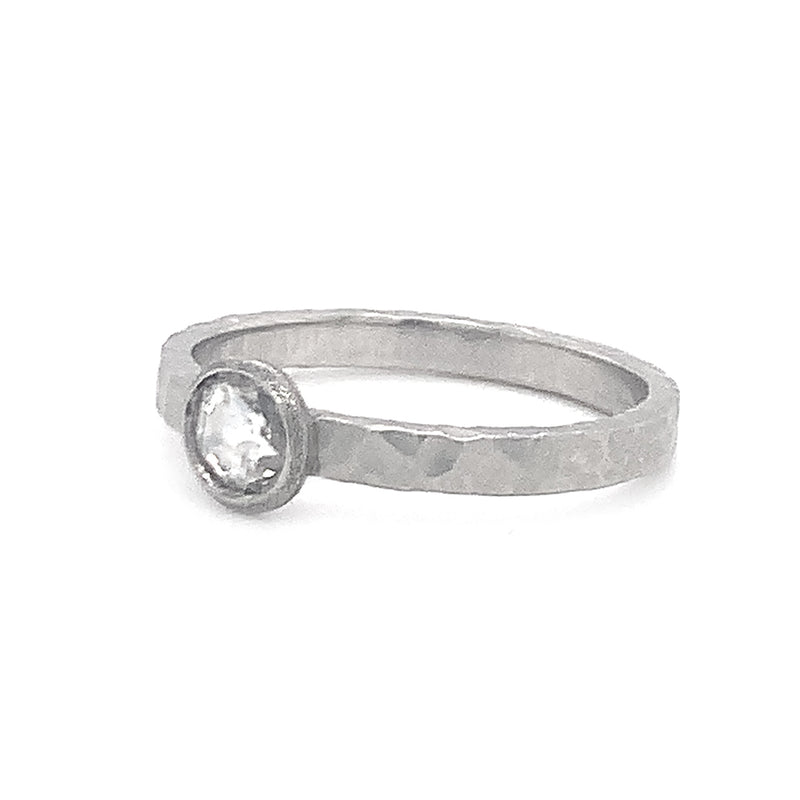 Rose Cut Diamond & Platinum Ring - "Bright Side of the Moon"