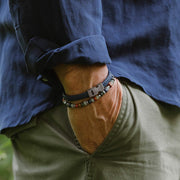 "Archie" Denim Blue Leather Bracelet by Steel & Barnett