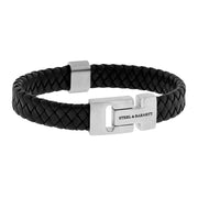 "Harrison" Black Braided Leather Bracelet by Steel & Barnett