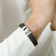 "Harrison" Dark Gray Braided Leather Bracelet by Steel & Barnett