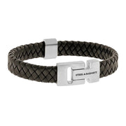 "Harrison" Dark Gray Braided Leather Bracelet by Steel & Barnett