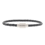 "Luke Landon" Dark Gray Round Braid Leather Bracelet by Steel & Barnett