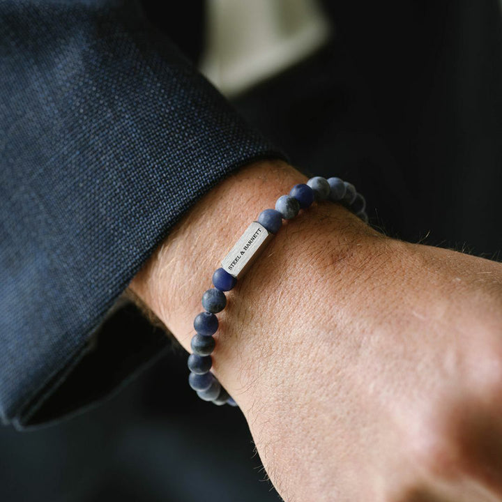 "Natural Ned" Bracelet with Matte Sodalite Beads by Steel & Barnett