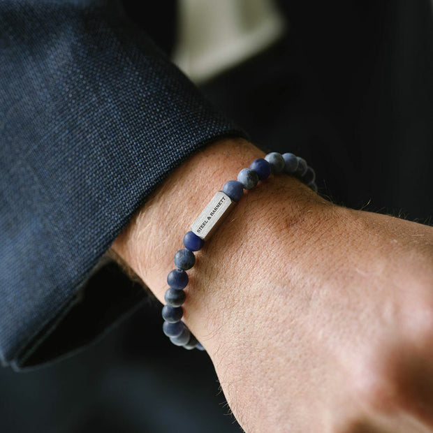 "Natural Ned" Bracelet with Matte Sodalite Beads by Steel & Barnett