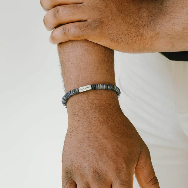 "Two Tone" Bracelet with Matte Sodalite Beads by Steel & Barnett