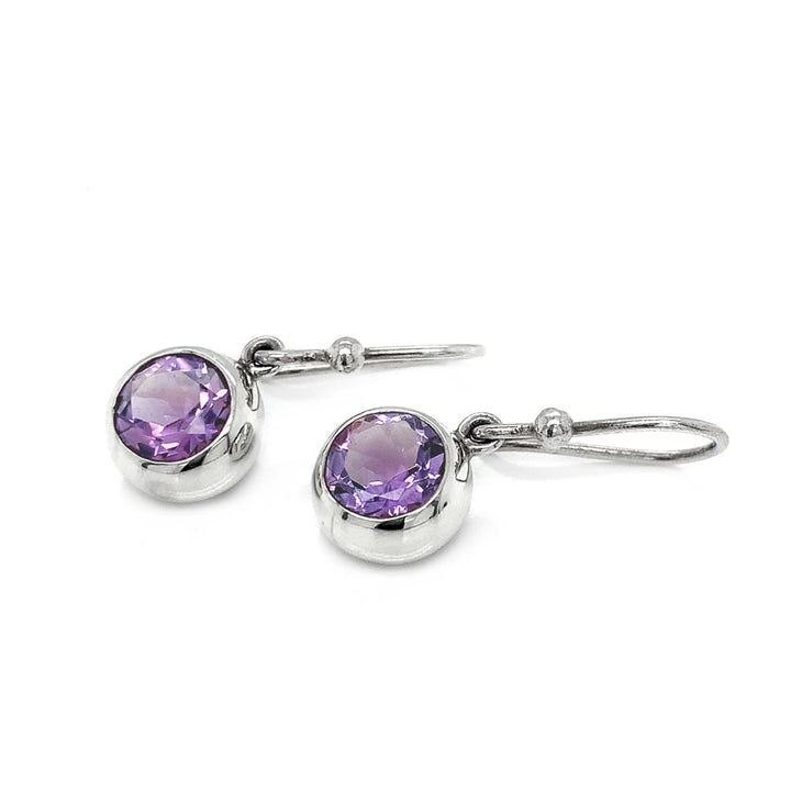 Round Amethyst Drop Earrings - "Lovely Lavender"