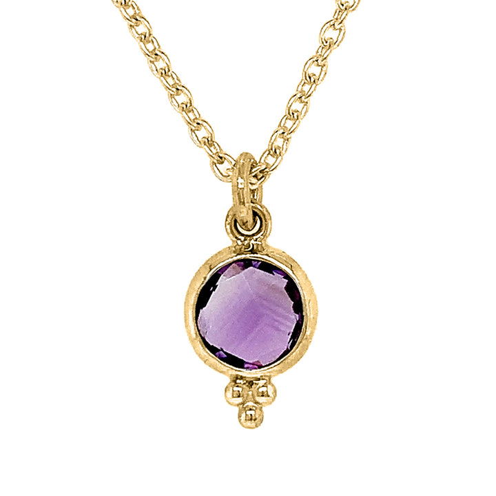 Amethyst & Gold Vermeil Necklace - "Checkerboard"
