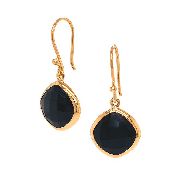 Gold Vermeil Kite-Shaped Black Onyx Drop Earrings - "Stellar"