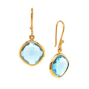 Gold Vermeil Kite Shaped Blue Topaz Earrings - "Ocean Bleu"