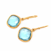 Gold Vermeil Kite Shaped Blue Topaz Earrings - "Ocean Bleu"