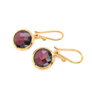 Gold Vermeil Round Garnet Drop Earrings - "Dragon's Blood"