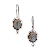 Sterling Silver Oval Labradorite Earrings - "Moonlit Gleam"