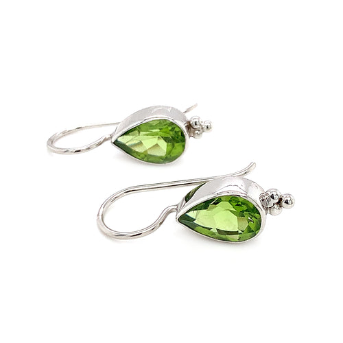 Sterling Pear Peridot Drop Earrings - "Pears"