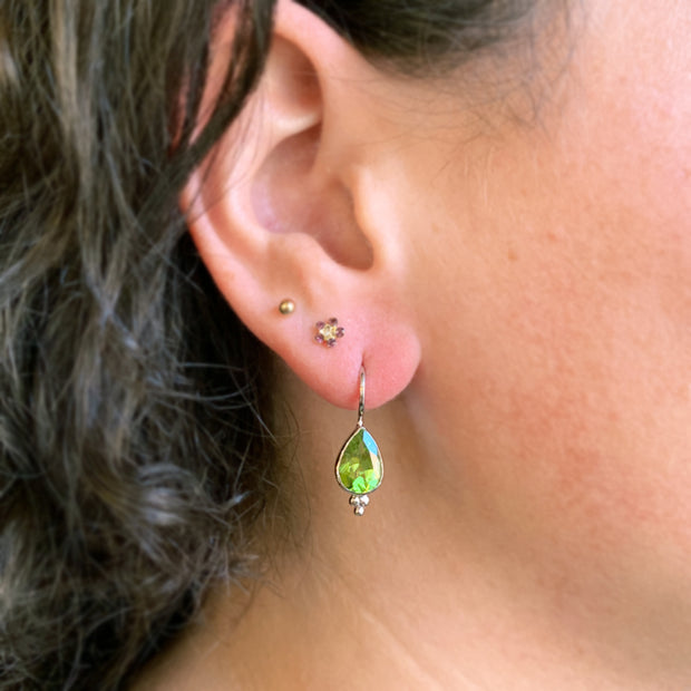 Sterling Pear Peridot Drop Earrings - "Pears"