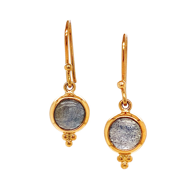 Accented Gold Vermeil Labradorite Drop Earrings - "Horizon Gleam"