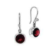 Sterling Silver & Round Garnet Earrings - "Tasting"