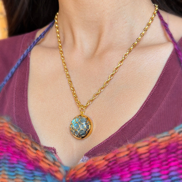 Labradorite & Gold Vermeil Necklace - "Sea Bubbles"