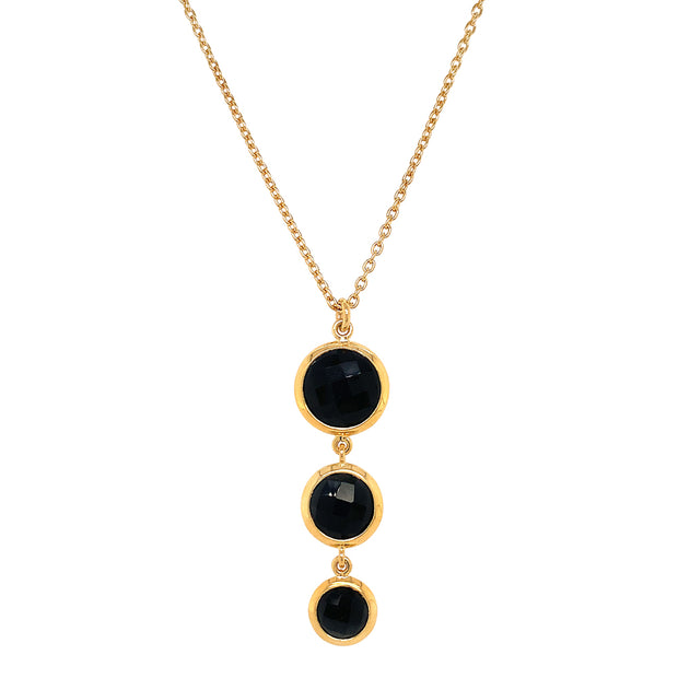 Gold Vermeil and Black Onyx Multi-Drop Necklace - "Elvira"