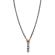 Sterling Silver & Gold Diamond Bar Necklace - "XSM Adam"