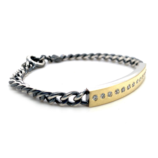 Sterling Silver & Diamond Link Bracelet - "Eloise"