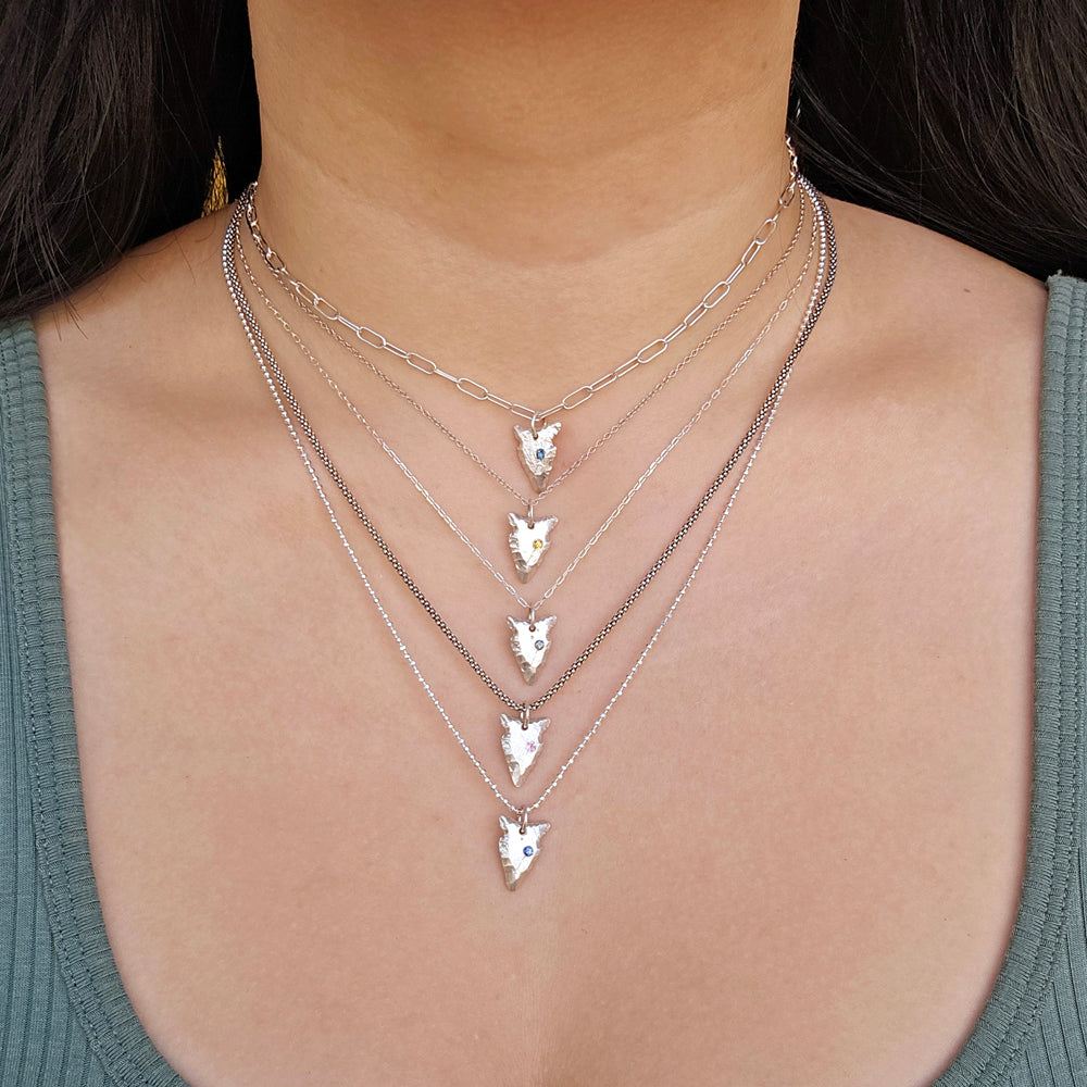 Pink Montana Sapphire Sterling Silver Pendant - "Arrowhead"