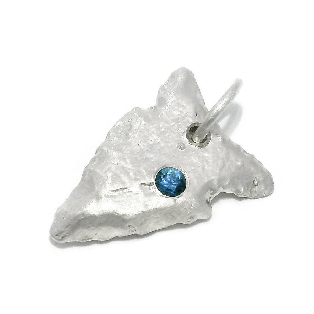Blue Montana Sapphire Sterling Silver Pendant - "Arrowhead"