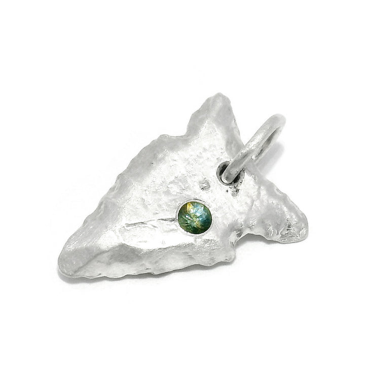 Green Montana Sapphire Sterling Silver Pendant - "Arrowhead"