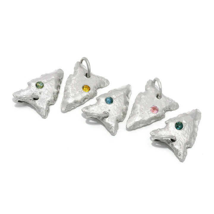 Green Montana Sapphire Sterling Silver Pendant - "Arrowhead"