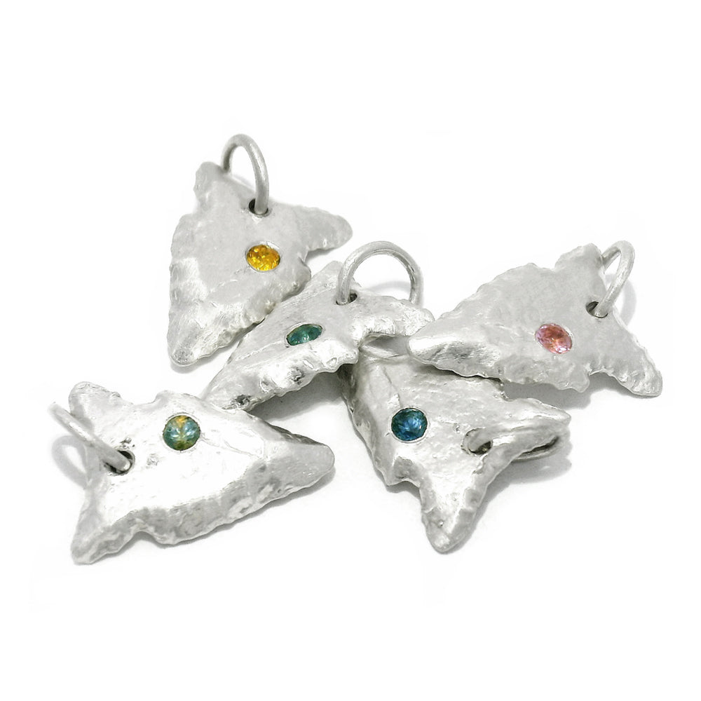 Green Montana Sapphire Sterling Silver Pendant - "Arrowhead"