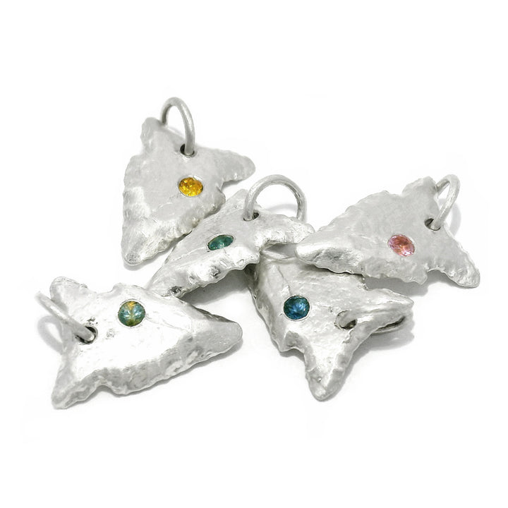 Green Montana Sapphire Sterling Silver Pendant - "Arrowhead"