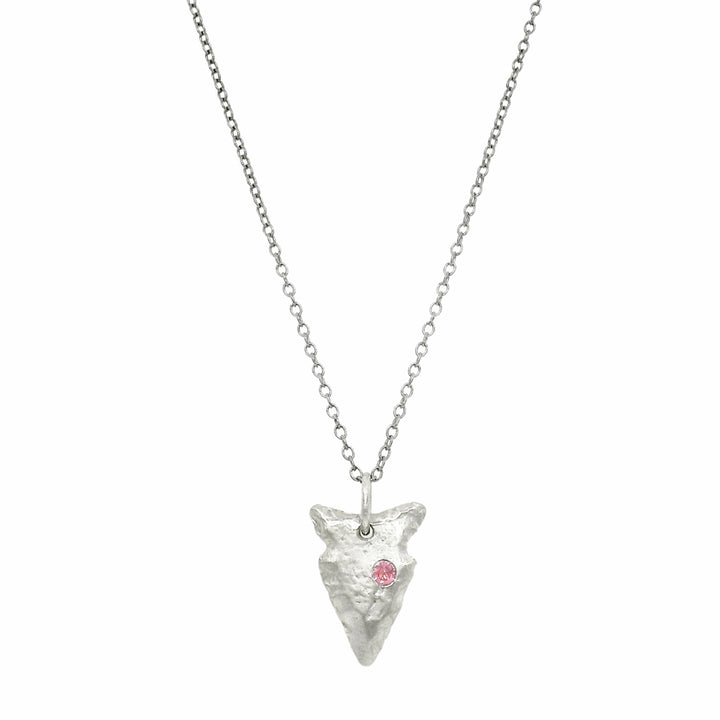 Pink Montana Sapphire Sterling Silver Pendant - "Arrowhead"