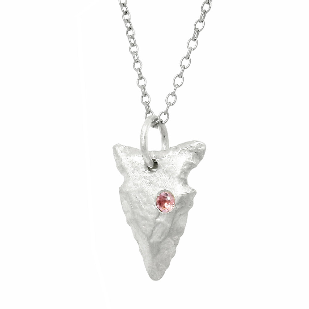 Pink Montana Sapphire Sterling Silver Pendant - "Arrowhead"