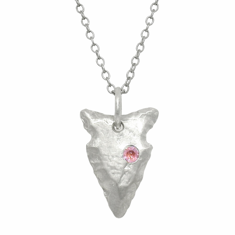 Pink Montana Sapphire Sterling Silver Pendant - "Arrowhead"