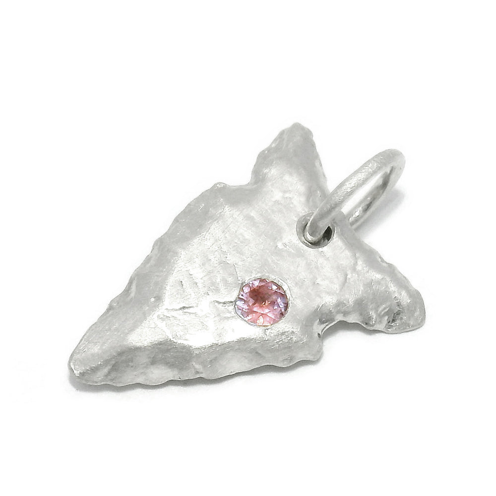 Pink Montana Sapphire Sterling Silver Pendant - "Arrowhead"