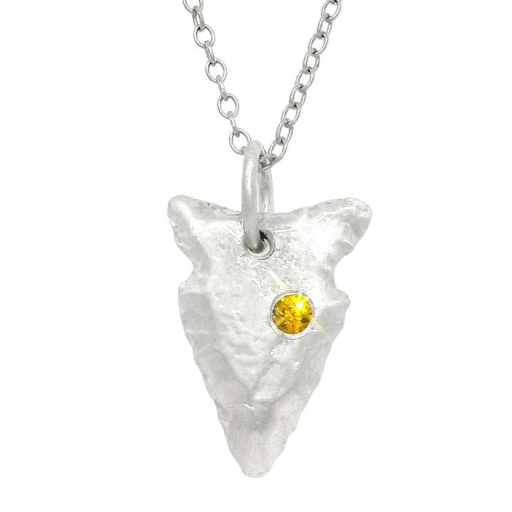 Orange Montana Sapphire Sterling Silver Pendant - "Arrowhead"