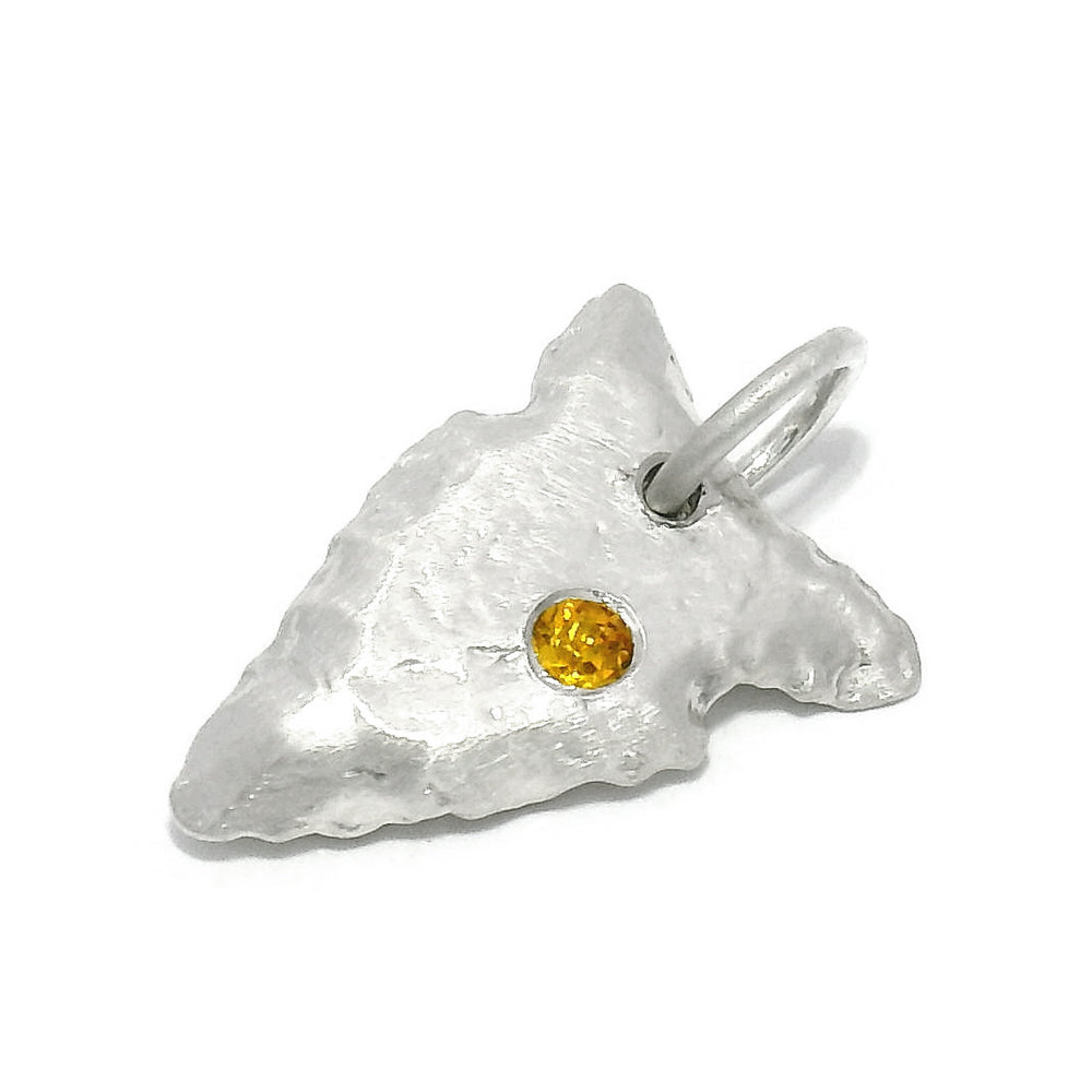 Orange Montana Sapphire Sterling Silver Pendant - "Arrowhead"