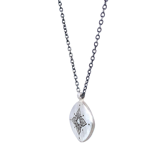 Diamond & Sterling Silver Necklace - "Lotus"